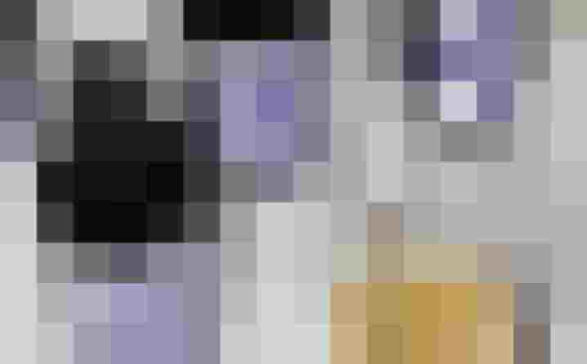 Dunkle Wermutflaschen mit violetten Etiketten neben einem Glas mit goldgelbem Getränk und Eiswürfeln